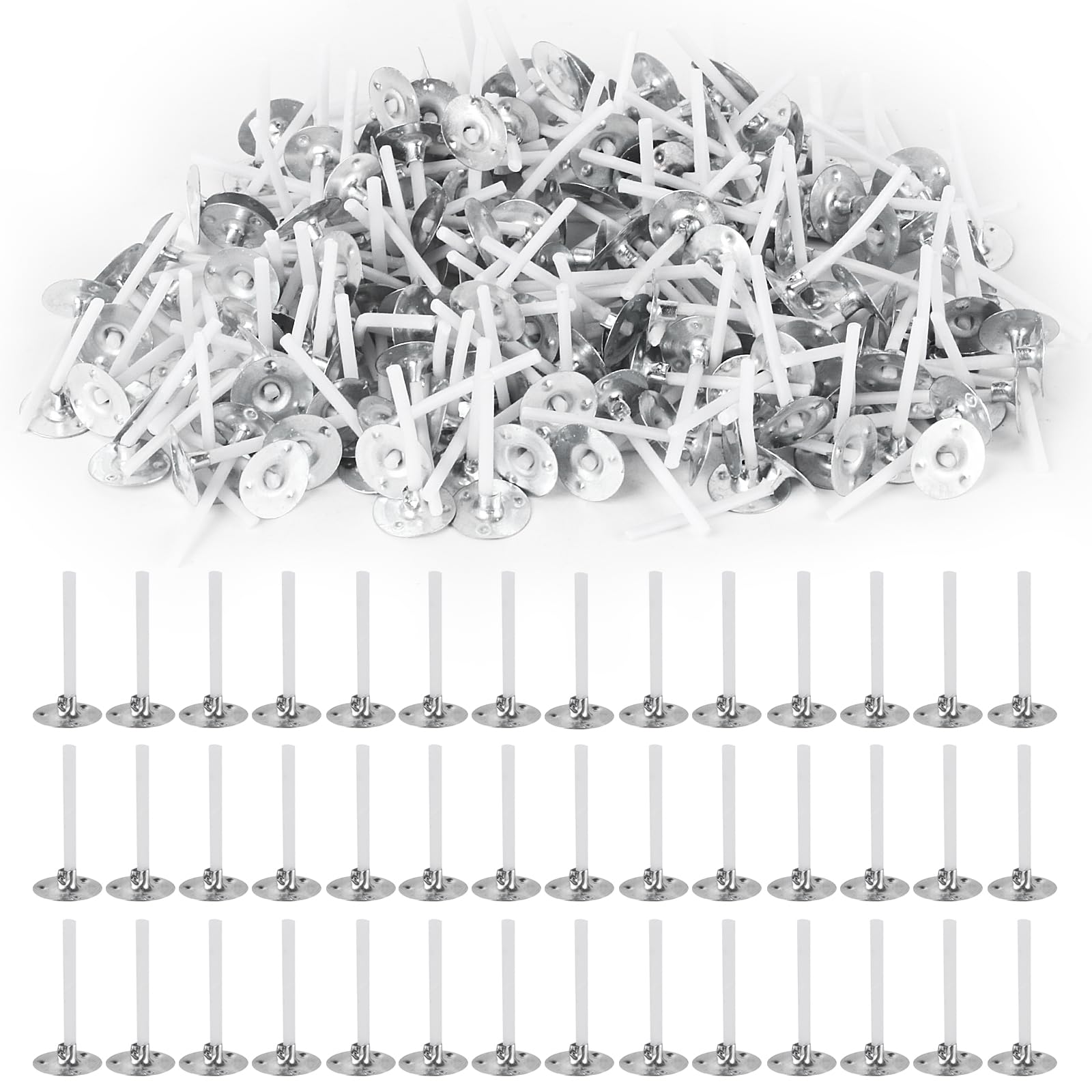 600 Pieces 1 Inch Wax Cotton Candle Wick with Wick Holder for DIY Craft
