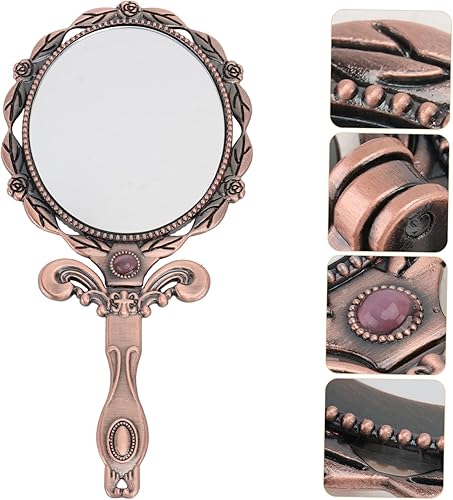 Miniatura 3 de Espejo de maquillaje vintage, billetera vertical, espejos ovalados, espejo vintage dorado, espejo cosmético plegable, espejo de tocador, espejo de