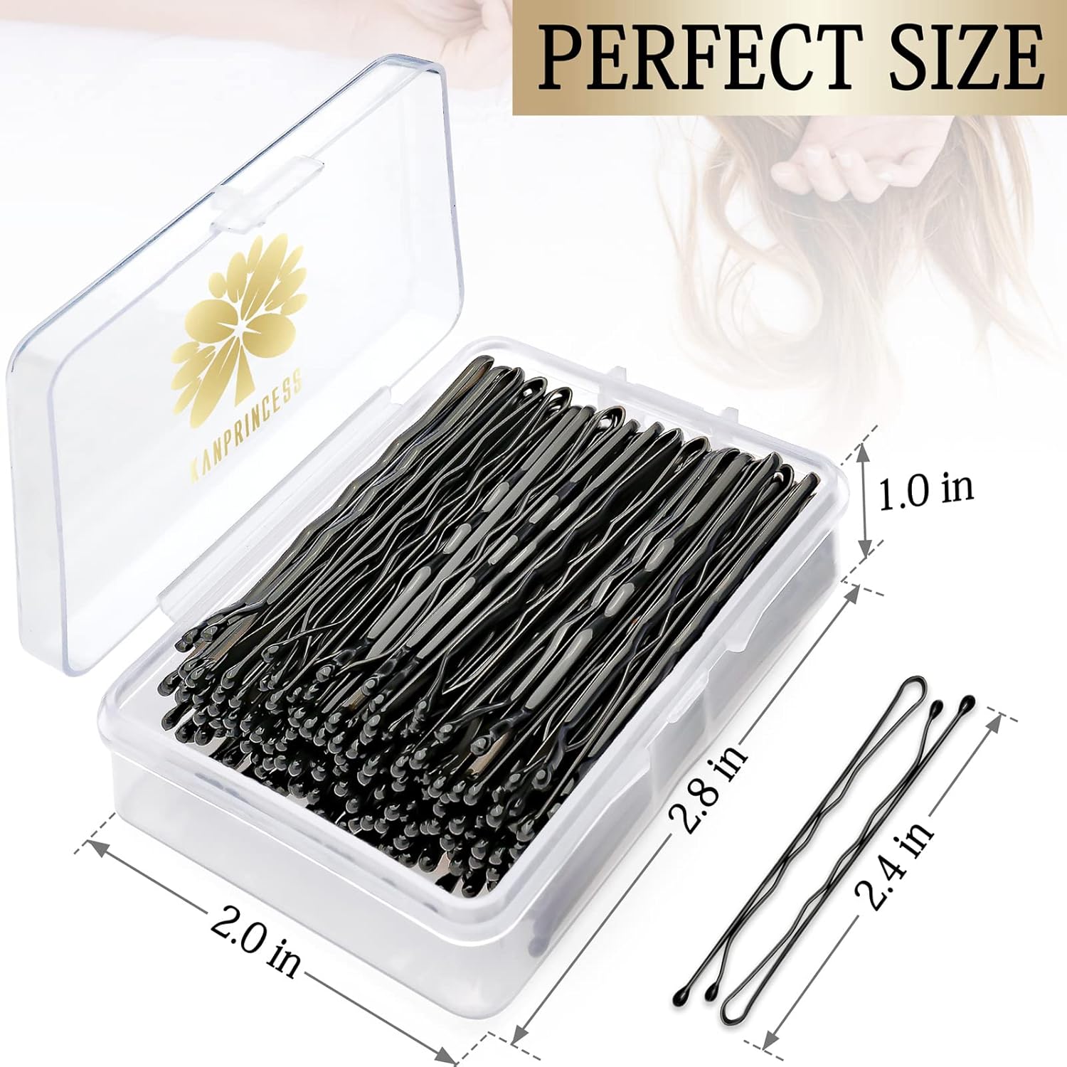 KANPRINCESS 100PCS 2.4Inches/6cm Hair Pins,Black Bobby Pin, Hair Bobby Pins for All Hair Types,Hair Accessories for Women Lady Girls Hairdressing Hair Salon Bun Hair Pin With Clear Storage Box(Black) : Beauty & Personal Care