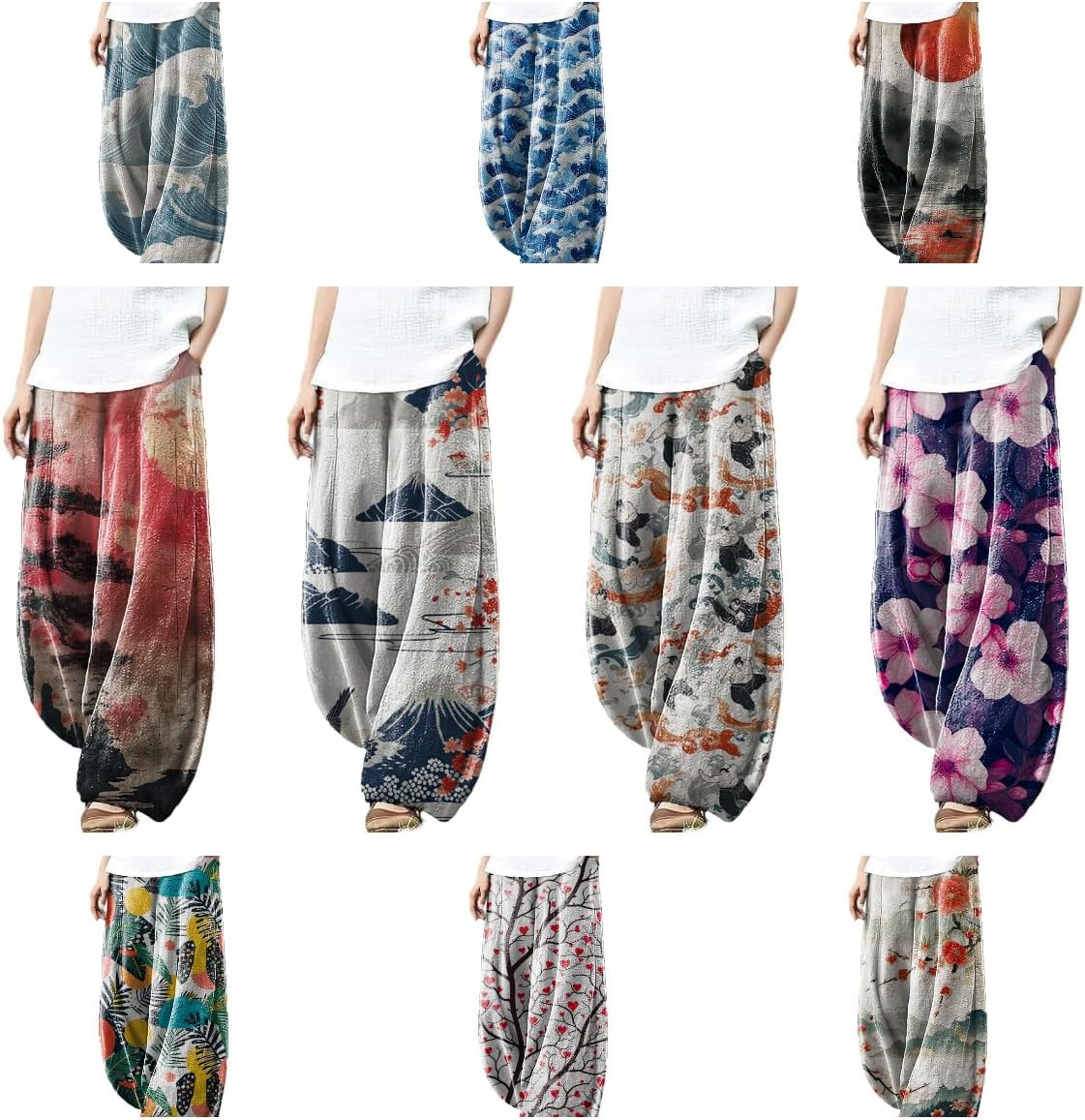Japanese Art Style Harem Pants for Women 2025 Fashion Summer Causal Wide Leg Elastic Waist Lantern Pants with Pocket - Image 3