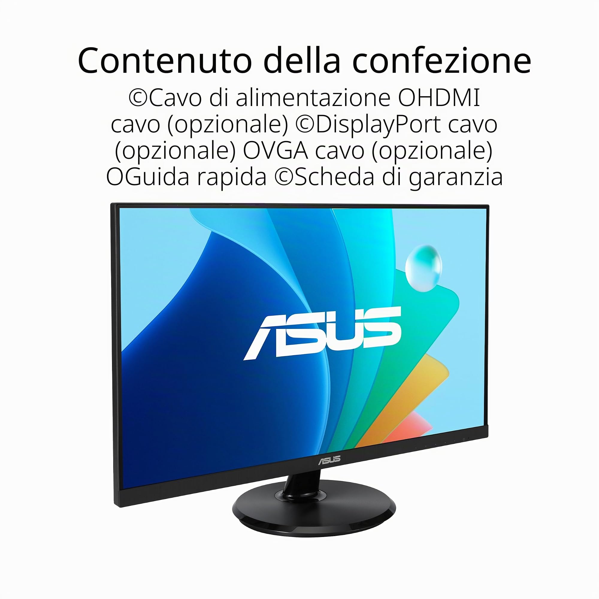 ASUS VA24DQFR Monitor Eye Care da 24” pollici (23,8), IPS Full HD, Frameless, 100Hz, Adaptive-Sync, Tempo di Risposta 1ms, HDMI, DisplayPort, VGA, Tecnologia Anti-sfarfallio e Filtro Luci Blu, Nero