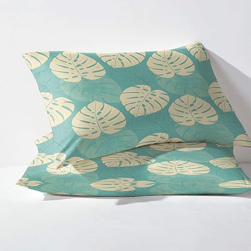 Miniatura 3 de Monstera - Juego de sábanas divididas tamaño King, hojas de cama, sábanas y fundas de almohada estampadas de 5 piezas, microfibra suave con bolsillo