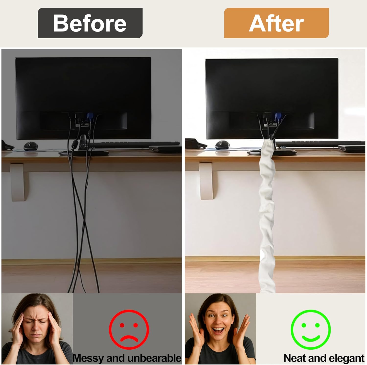 Chandelier Fabric Cord Cover 1 Pack White Chain Cover 70.8 inches Brushed Polyester Fabric Chain Sleeve for Chandelier Cord Hider Cable Management (None Touch Fasteners)