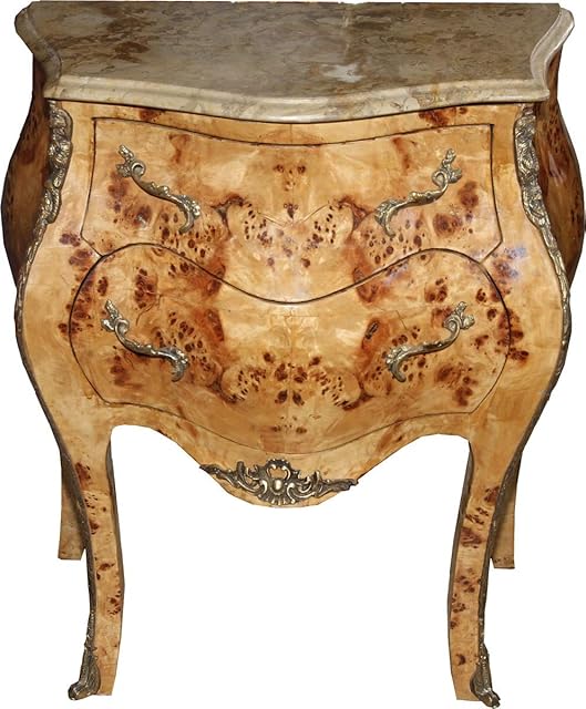 Casa Padrino Baroque Chest of drawers with 4 drawers, marble top in cream 67 cm - handmade of solid wood