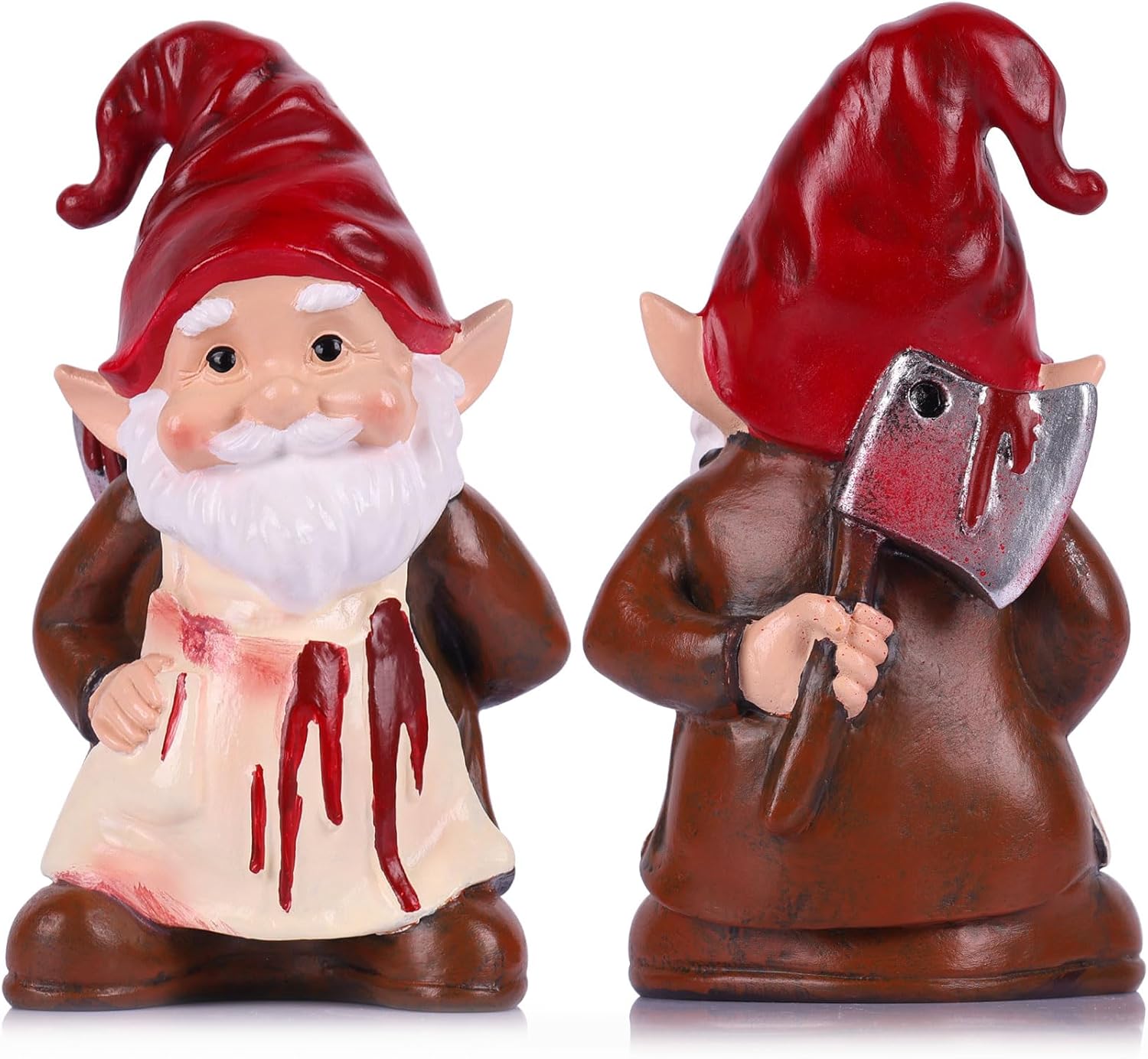 Horror Garden Gnome Statue Decoration for Men & Women Horror Fans and Collectors - 5.5" Funny Scary Garden Figurine Gift for Halloween Yard, Patio, Office, Shelf, Tabletop or Desktop Decor