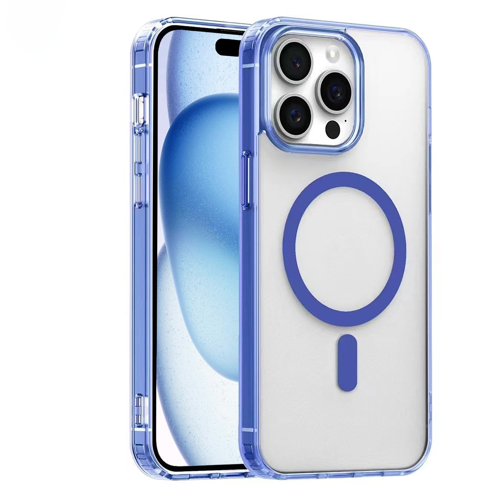 S.Dawezo Cover per iPhone 11 Pro Max, Compatibile con MagSafe, Custodia Traslucida Resistente, Protezione Antiurto di Livello Militare, Opaco Magnetica Case per iPhone 11 Pro Max, Blu