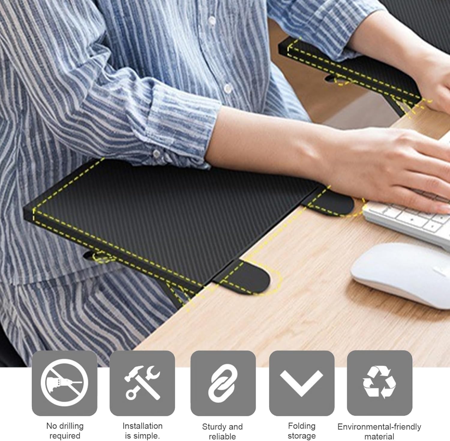Desk Extender 7.9x9.5 Inch Foldable Ergonomic Clamp on Desk Arm Rest Elbow Support & Posture Correct Shelf for Home Office School, Random Color Arm Rest for