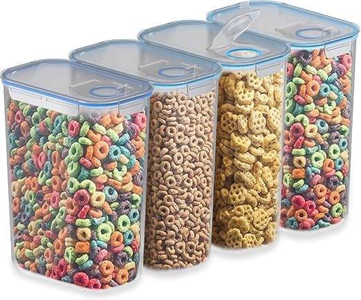 Pukkr Cereal Storage Containers Set of 4 – 2.4L BPA-Free Plastic ...