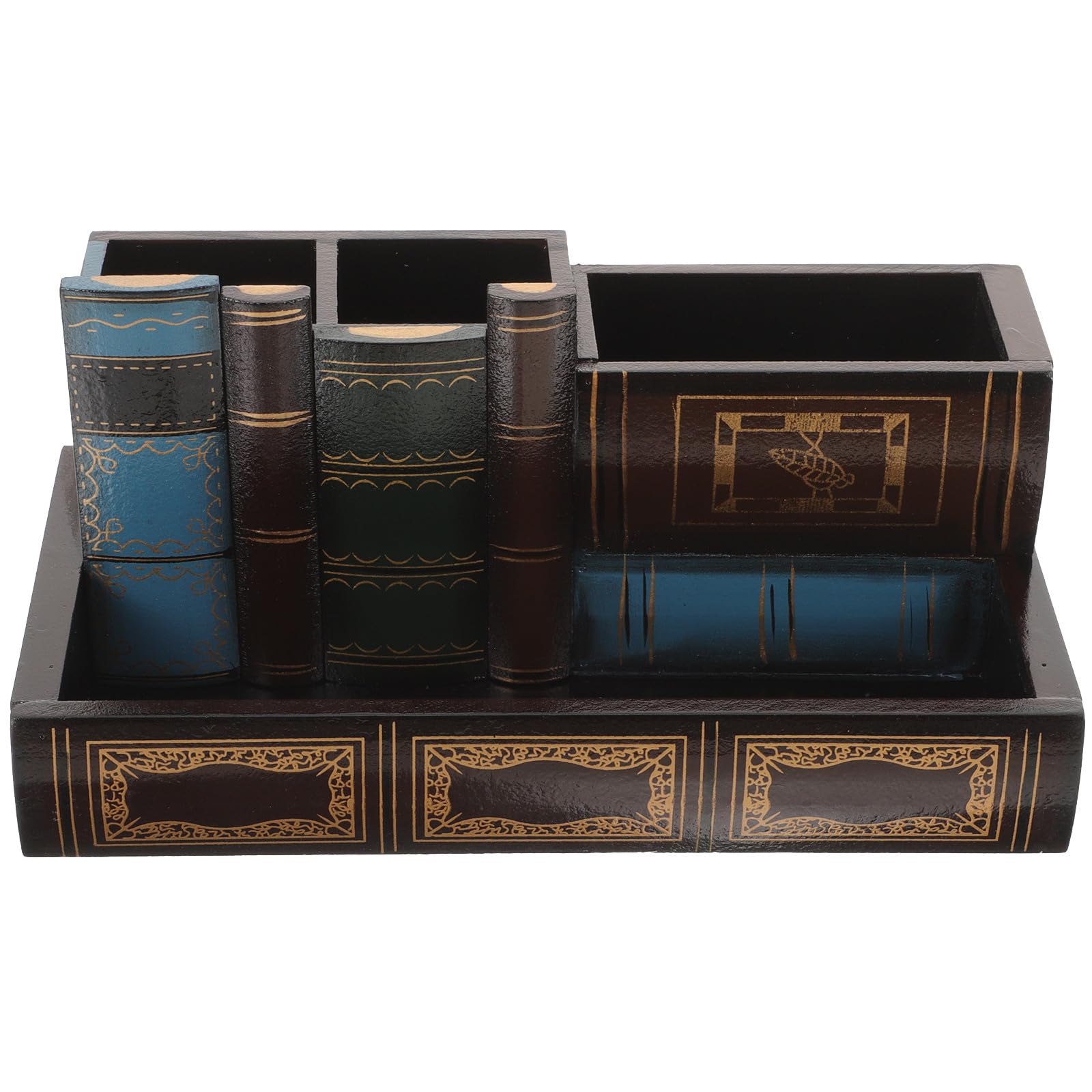 Portalápices de Escritorio Retro Grande, Organizador de Bolígrafos Compartimento, Bote para Pinceles Vintage, Contenedor Decorativo para Oficina y Estudio, Almacenamiento