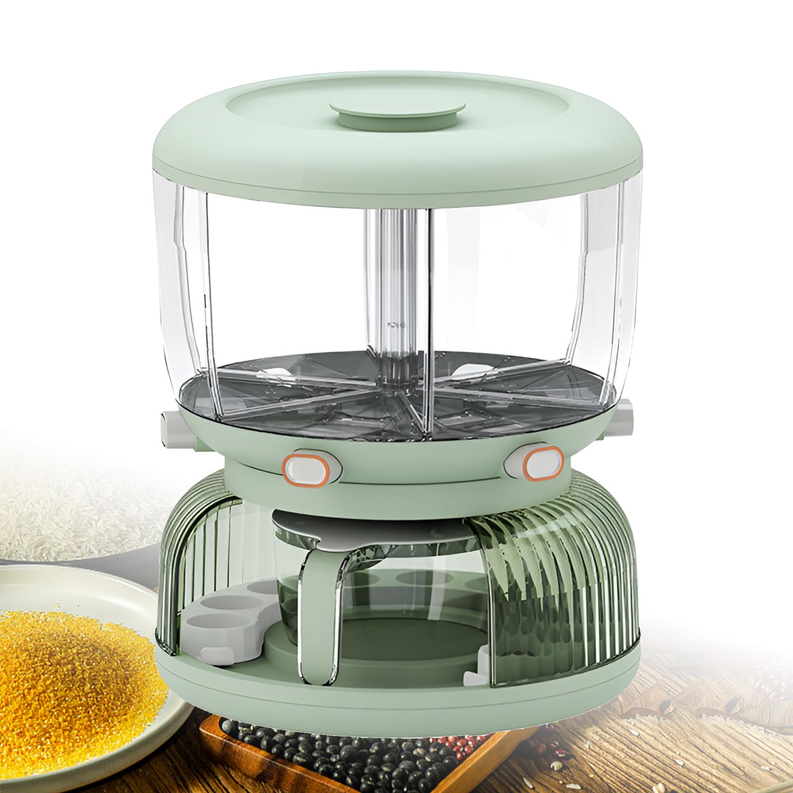 Distributeur de nourriture rotatif 360° à compartiments indépendants pour un dosage précis des grains