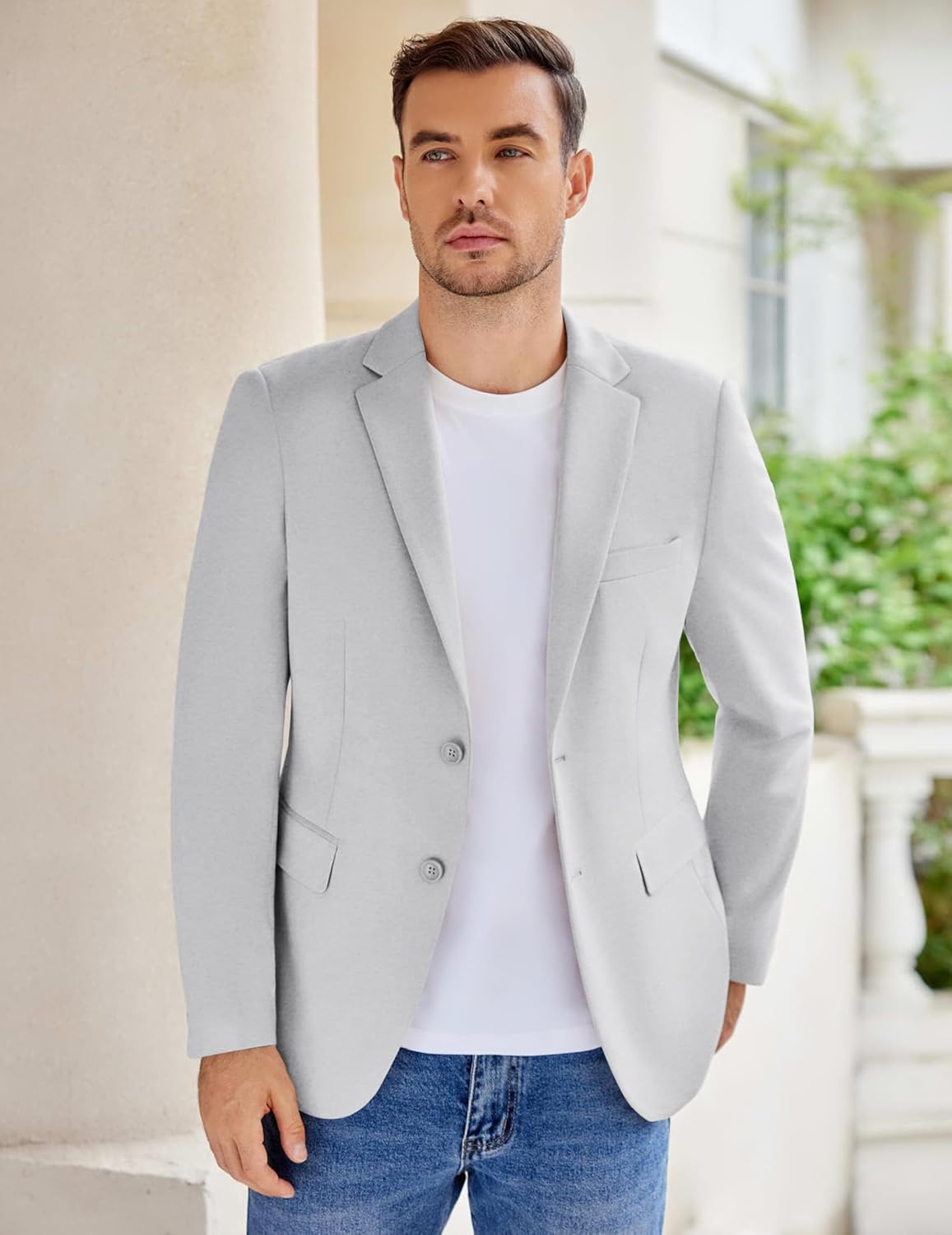 COOFANDY Men's Casual Knit Blazer Stretch Slim Fit Sport Coat Two Button Lightweight Suit Jackets