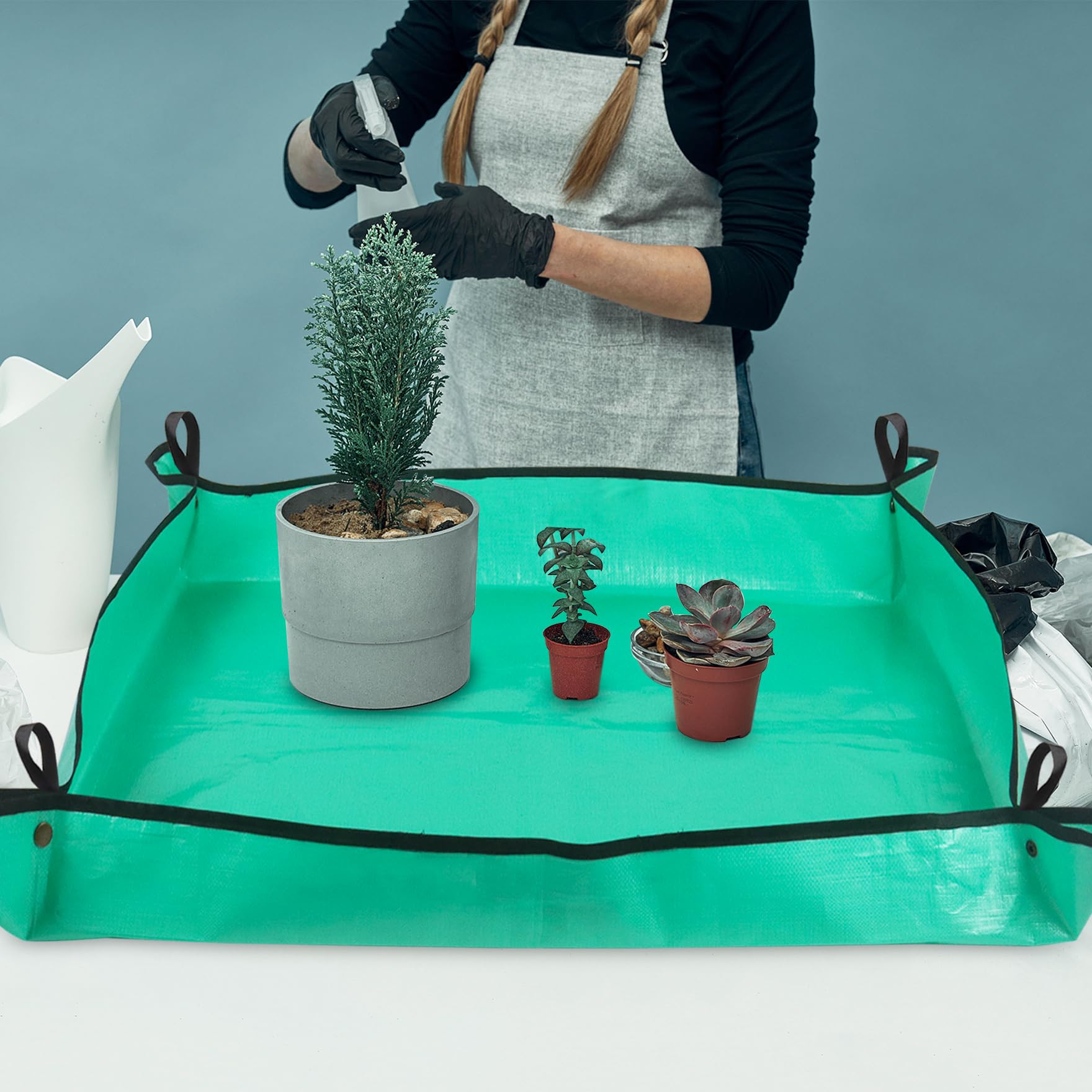 Pflanzen-Umtopfmatte 100x100 Cm – Wasserdicht, Faltbar, Mit Griffen – Perfekt Für Gartenarbeit Drinnen & Draußen