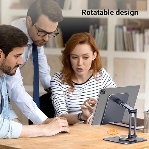 Miniatura 4 de UGREEN Soporte para tablet para escritorio giratorio con base giratoria de 360, soporte portátil de aluminio, ajustable, accesorios de oficina en
