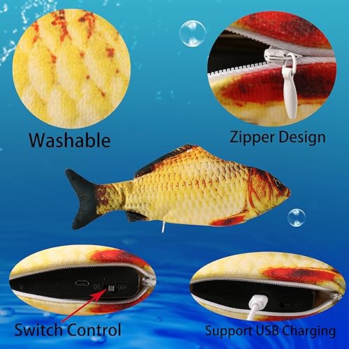 Miniatura 3 de Flopping Fish - Juguete eléctrico para perros en movimiento, juguetes interactivos para mascotas, juguetes para mascotas para ejercicio de perros,