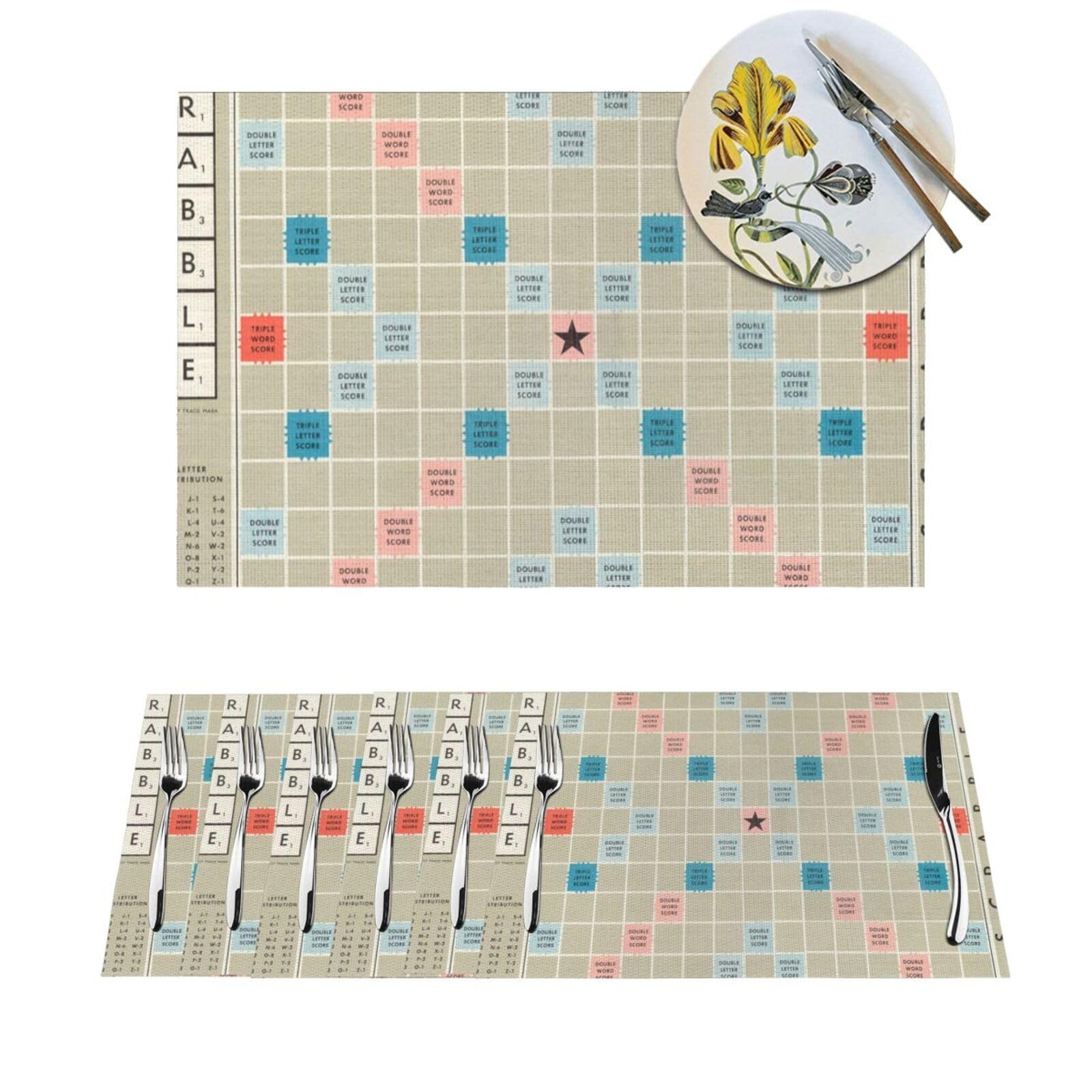 Sets de table imprimés de Scrabble thermorésistants et lavables pour repas