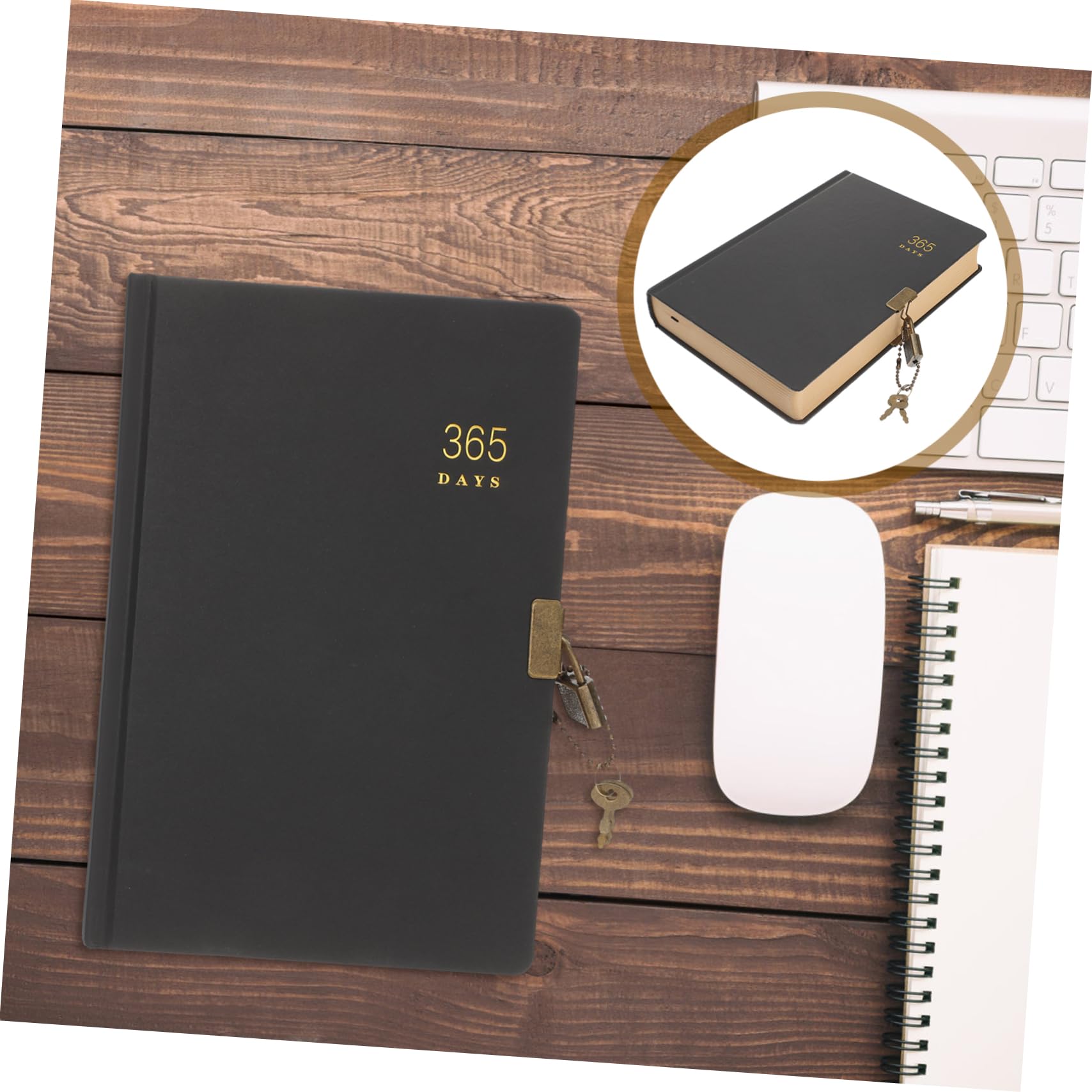 STOBOK Diario Personale con Lucchetto, Quaderno 365 Giorni in Carta, Portatile, per Scuola e Ufficio Stili multipli