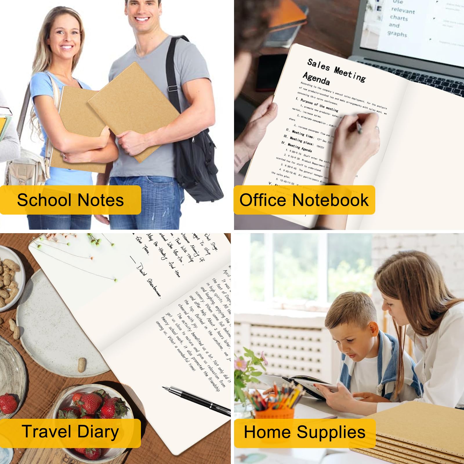 EUSOAR Quaderni in carta kraft, 12 confezioni grandi A4 21,6 x 27,9 cm, 40 fogli/80 pagine, diari sfusi per scrivere, album da disegno, composizione diario di viaggio, set per studenti e ufficio