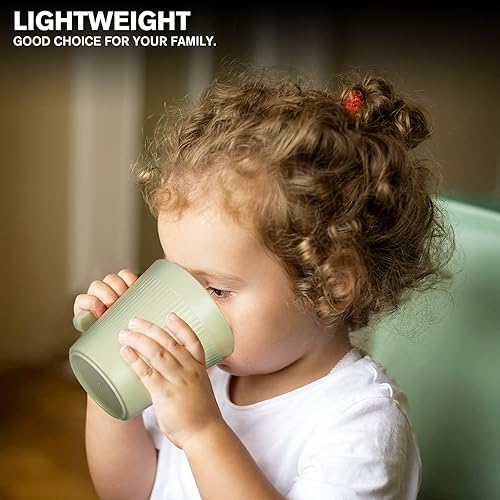 Miniatura 8 de Vasos Acanalados para Beber Tazas de Café Juego de 8, Tazas de Café de Plástico de 16.9 OZ Vasos Irrompibles con Asa, Tazas Reutilizables para