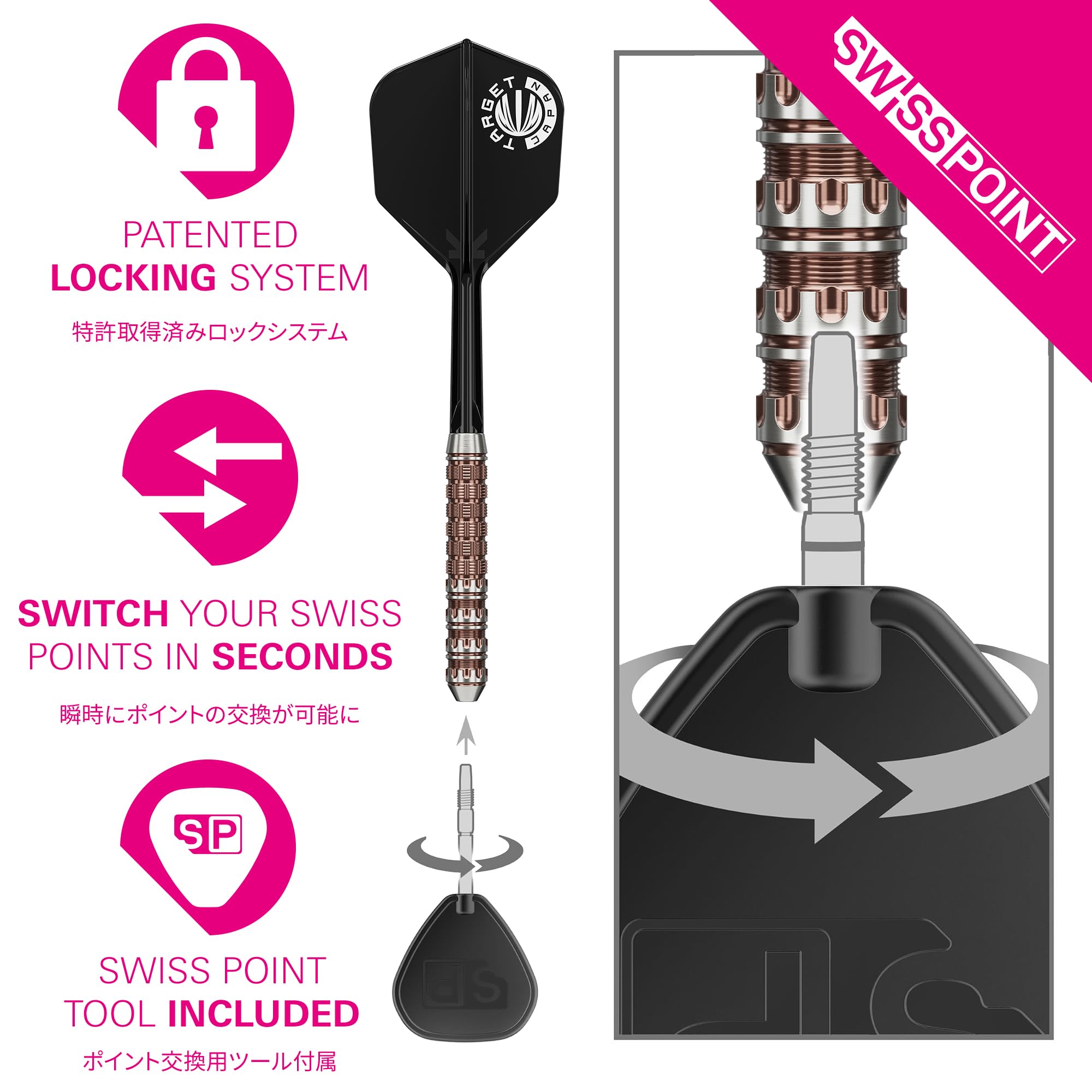 Target Japan Prime Series Raptor G6 Steel Tip Darts with Kflex