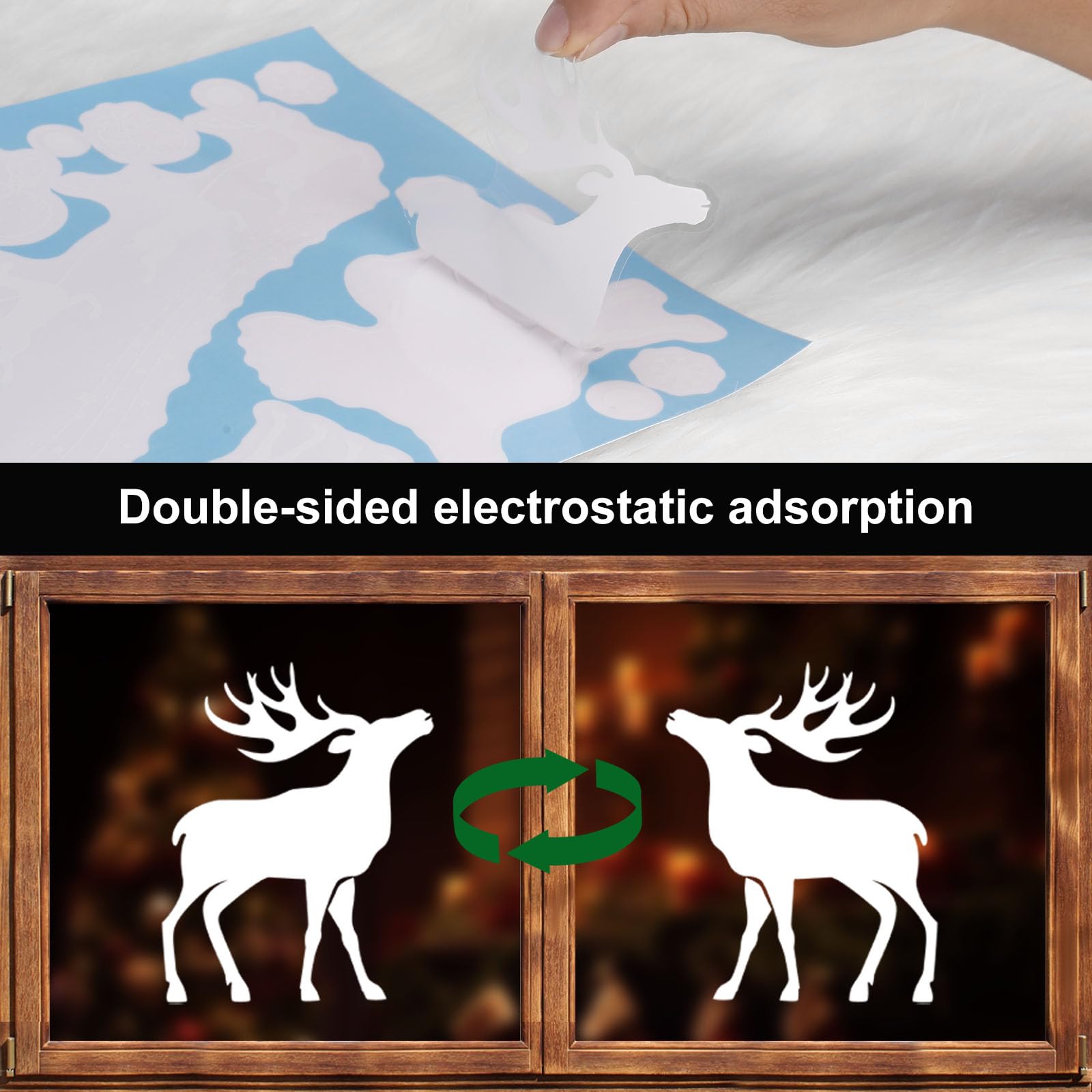 236 Stk Fensterbilder Weihnachten - Wiederverwendbare PVC Fensterdeko Mit Schneeflocken & Häusern