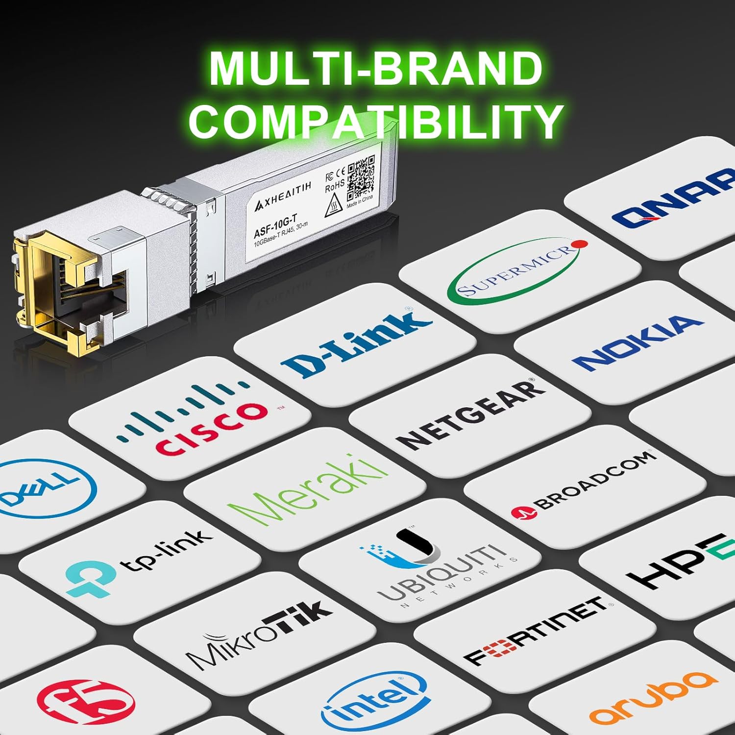 1.25/2.5/5/10G-T RJ45 Optical Module 10GBase-T SFP+ Transceiver 30M with CAT6a/7 for Cisco for Fortinet for Ubiquiti for Netgear for Mikrotik for D-Link for Meraki for TP-Link and More Plug and Play