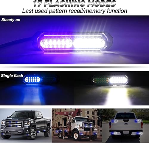 Miniatura 46 de ASPL 8 luces estroboscópicas ultra delgadas de 12 LED para montaje en superficie, luces estroboscópicas intermitentes para camión, automóvil