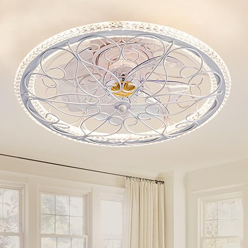 NORFOLK Ventiladores de techo de 20 pulgadas con luces y control remoto, ventilador de iluminación moderno de perfil bajo y montaje empotrado, disponible en Yaxa Peru