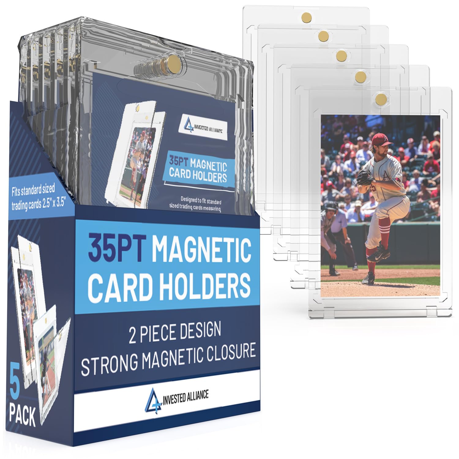 Premium 35PT - 360PT Magnetic Card Holder Case | Magnetic Trading Card Holder, Pro Sports, Football, Basketball, Baseball, MTG & TCG U-V Hard