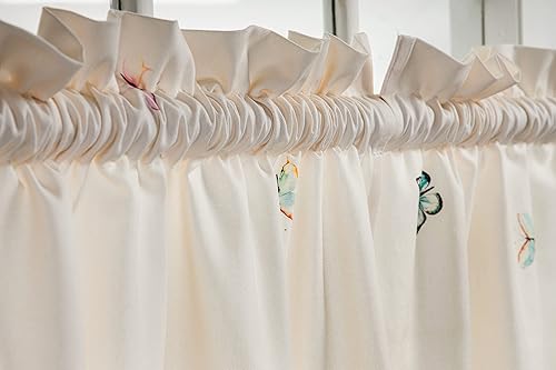 Miniatura 7 de Juego de cortinas de cocina Maison d' Hermine para ventanas 100% algodón Juego de cortinas y cenefas de cocina para el hogar 2 niveles (71 cm x 91