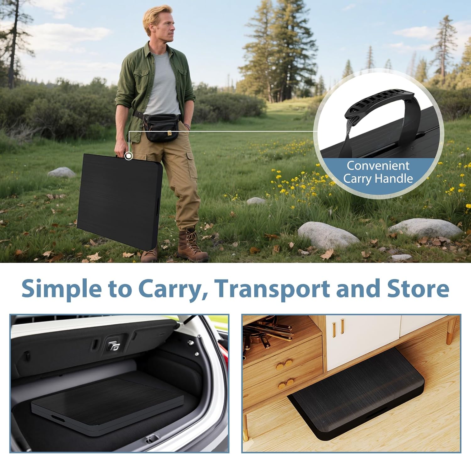 Giantex Folding Picnic Table, 6FT Portable Foldable Tables for Party BBQ, Metal Legs, HDPE, Outdoor Indoor Camping Table with Handle, No Assembly (Black)