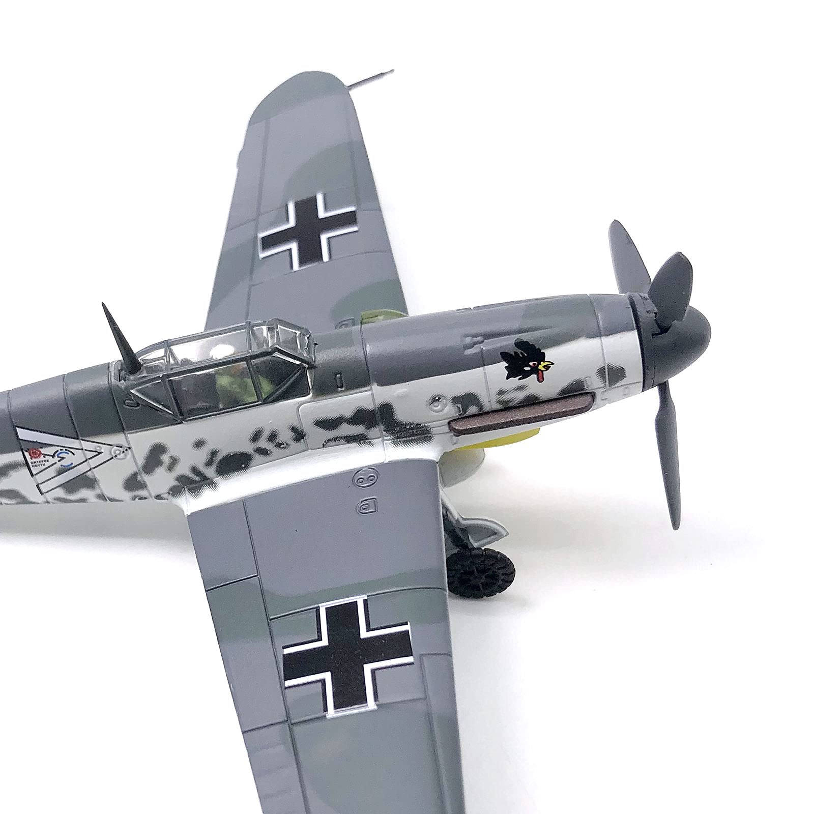 Perfeclan 1/72 Kampfflugzeugmodell BF109F-4, Flugzeugmodell Miniatur Legierungsflugzeugmodell, Wohnkultur-Kollektion, Flugzeugmodell mit Standfuß geeignet für Bücherregal, Wohnzimmer, Café, Geschenk