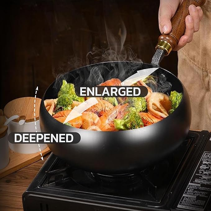 Sartén Wok de Hierro MACTANO 28 cm con Tapa y Espátula miniatura 6