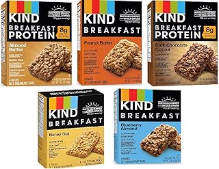 Kind Breakfast Bars New Variety 5 Pack. 1 Box of each: Dark Chocolate, Honey Oat, Peanut Butter, Almond Butter. Total of 40 Bars