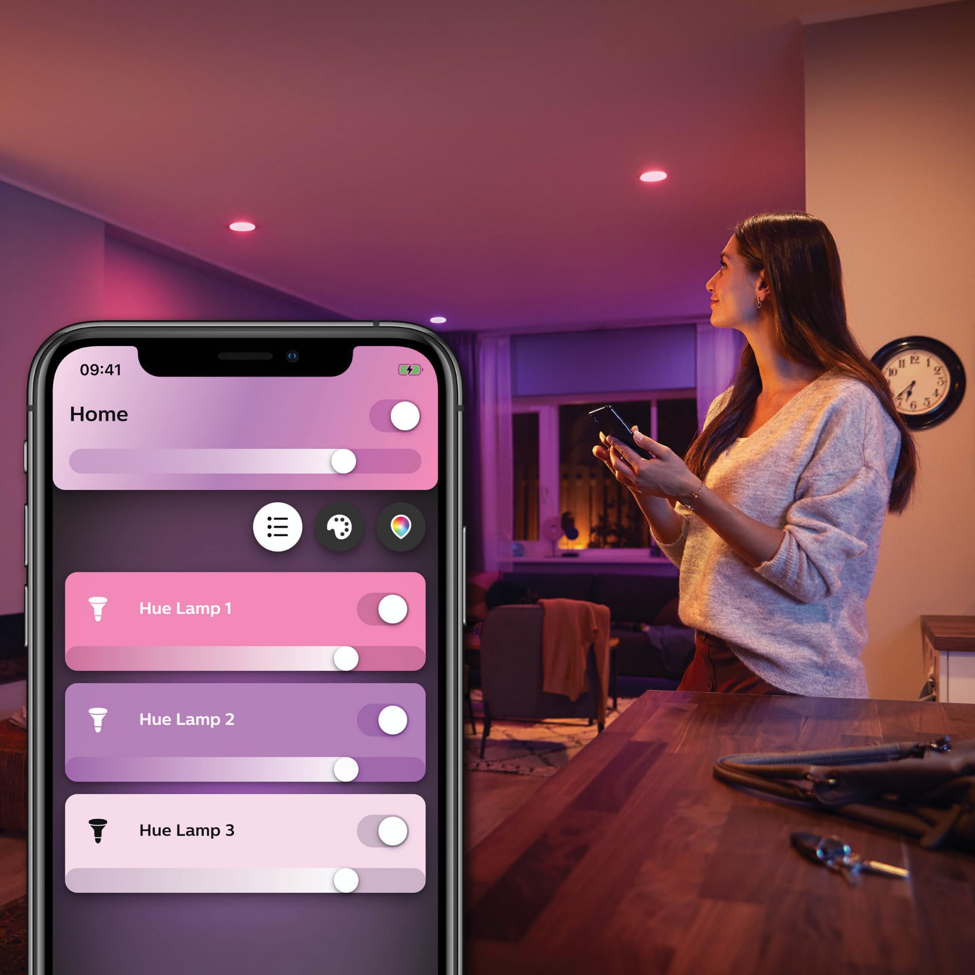 Philips Hue Vorteilspaket - GU10 - mit 4 Spots - Weißes und Farbiges Licht - inkl. 1 Hue Dimmschalter - Hue White and Color Ambiance