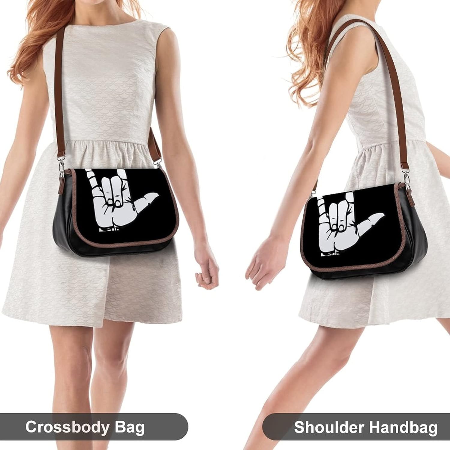 FunnyStar ASL American Sign Language I Love You Women's Crossbody Bag Messenger Handbags Purse with Adjustable Shoulder Strap