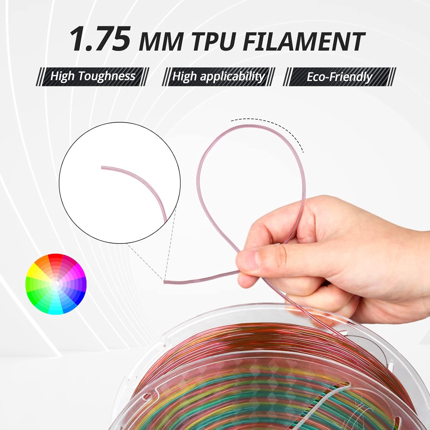 AMOLEN 3D Rainbow & Wood Printer Filament Supports High Speed,1kg Spool(2.2lbs)