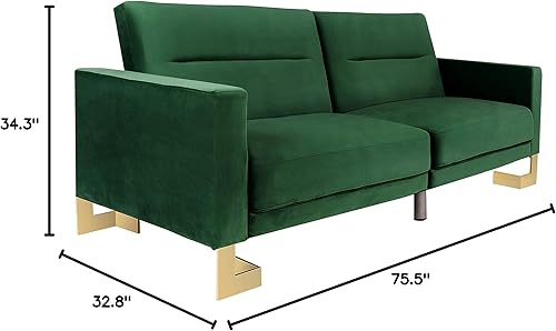 Miniatura 78 de Safavieh Inicio Tribeca Glam Sofá cama plegable de terciopelo azul marino y latón Azul marino/latón,Esmeralda/latón,Rubor /