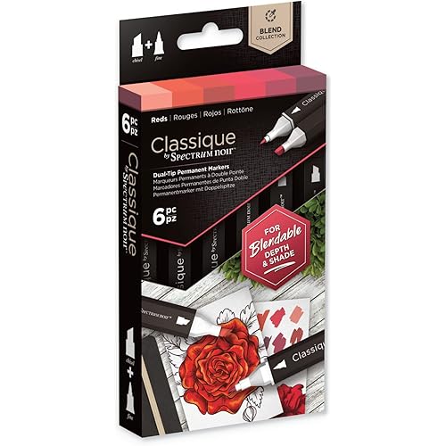 Spectrum Noir Classique Blend Alcohol Marker Dual Nib Pens Set-Reds-Pack of 6