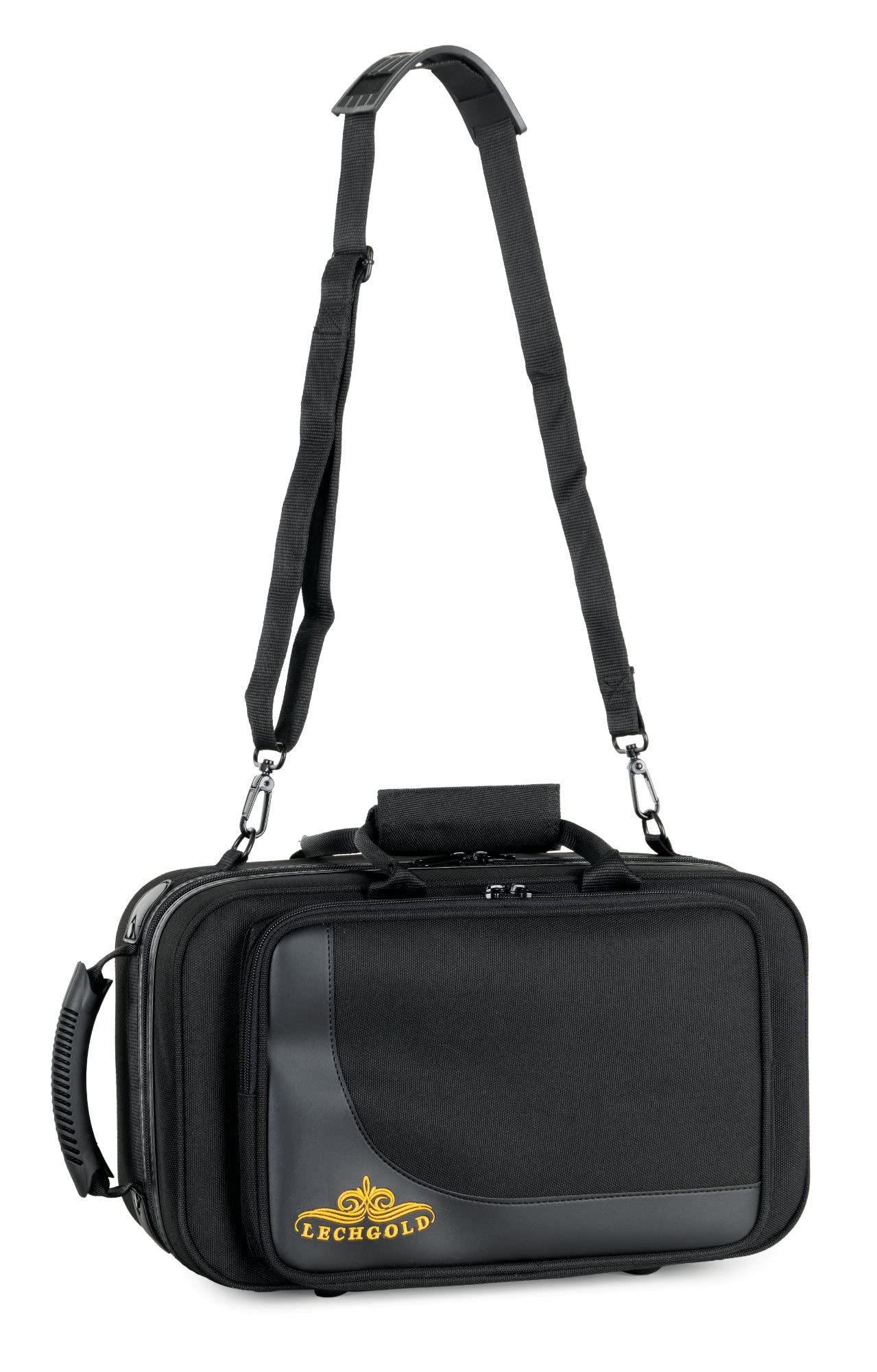 Étui Léger Lechgold pour Cornet - Lightcase pour tous les cornets courants avec pistons Perinet - Rembourrage thermique - Poche extérieure - Harnais sac à dos - Embouchure et accessoires - Noir