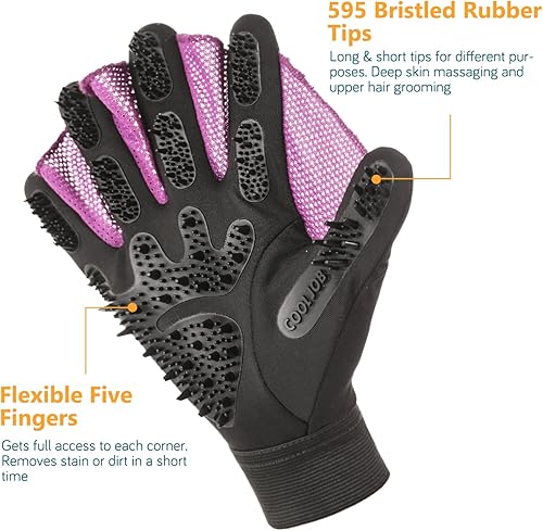 Miniatura 3 de COOLJOB Guantes de baño con champú para aseo de mascotas, para perro, gato, caballo, vaca, tamaño mediano, se adapta a la mayoría de las manos de