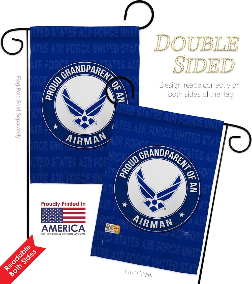 Air Force Proud Grandparent Airman Garden Flag Armed Forces USAF United State American Military Veteran Retire Official Small Decorative Gift Yard House Banner Double-Sided Made In USA 13 X 18.5
