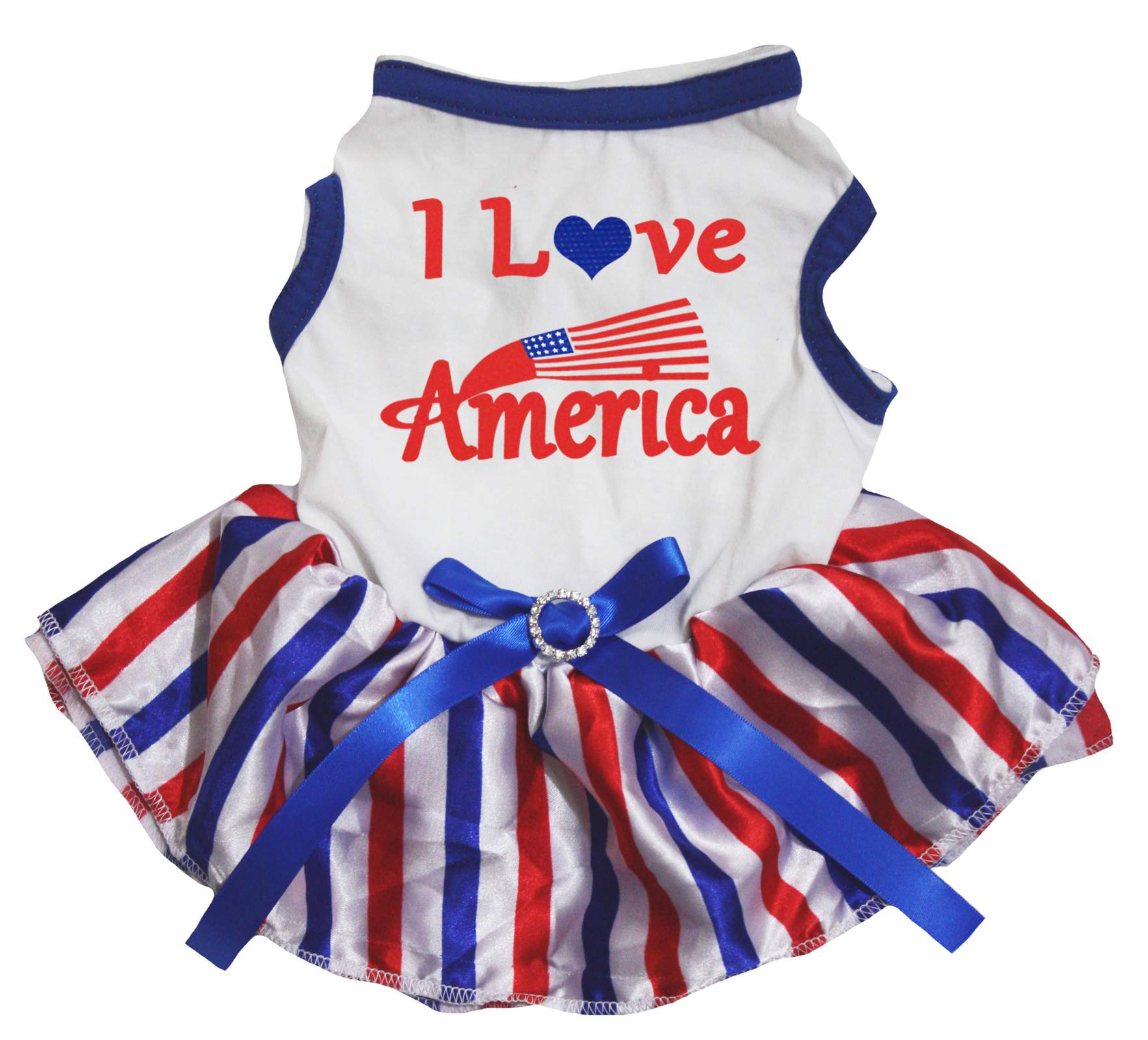 Robe pour chien XL blanche vêtement canin rayé motif America pour grand carlin