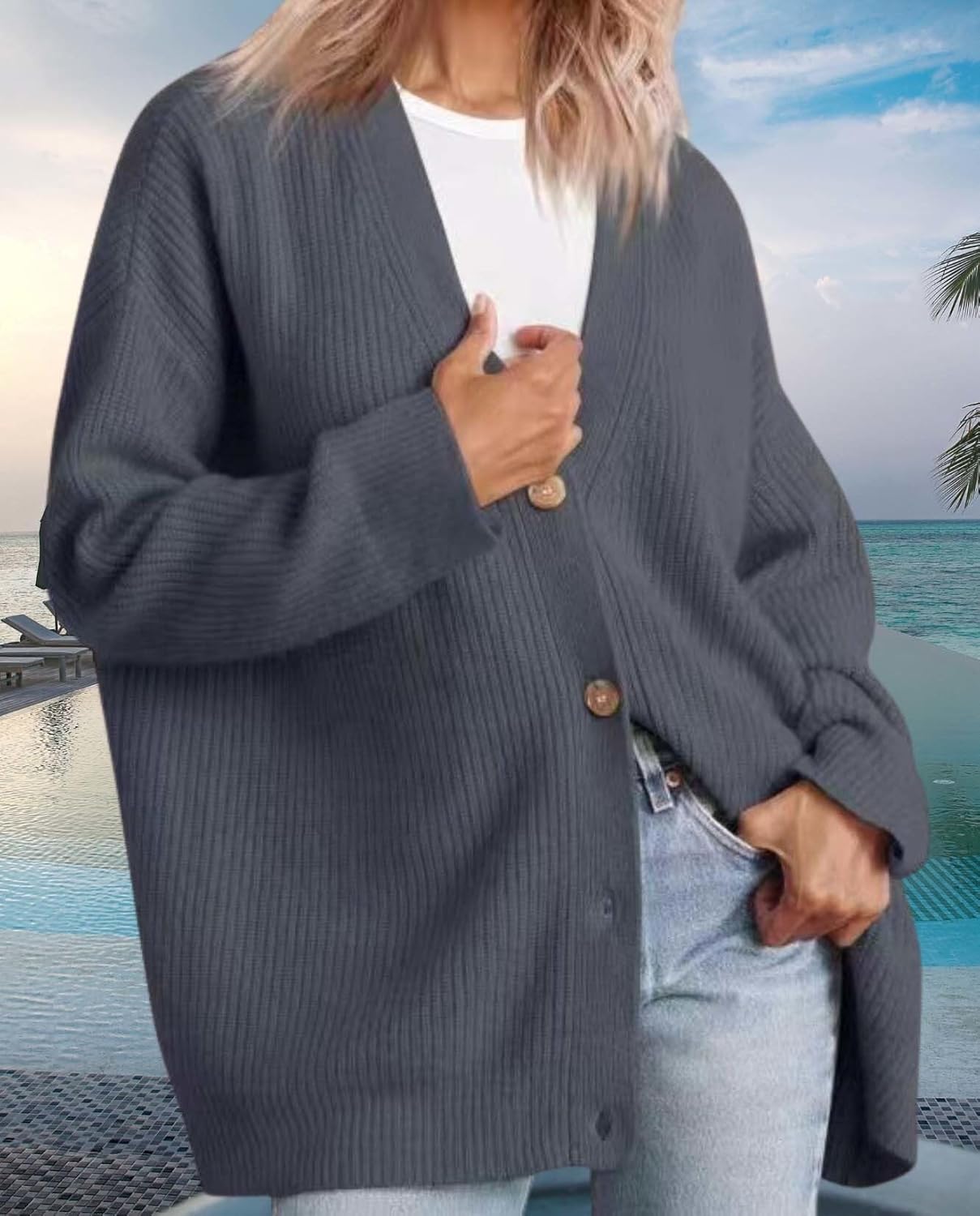 Womens Fall Fashion Oversized Lightweight Warm Knit Jacket Elevate Your Fashion Taste Work And Casual Wear - Image 3