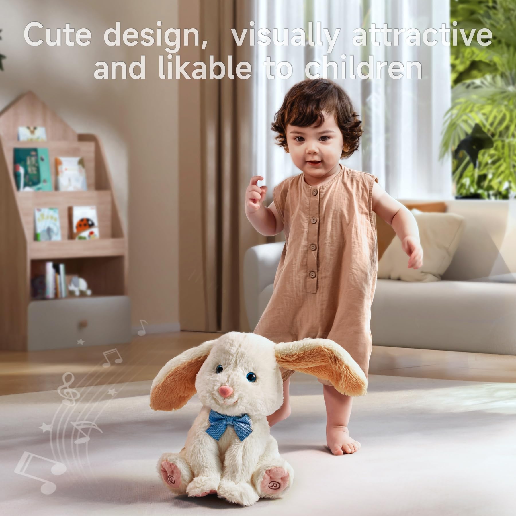 TUMAMA Bunny Stuffed Animal - Musical Stuffed Animal with Moving Ears, Features Singing, Recording, Repeating for Toddlers, Interactive Stuffed Bunny Plush Gift Toys for Boys and Girls - Image 5