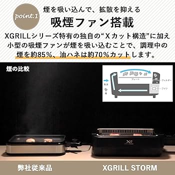 【新品未使用】山善 煙の少ない 焼肉プレート XGRILL STORM 山善 ホットプレート 焼肉プレート 無煙 吸煙グリル 煙の出ない