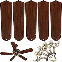 Yaocom 42 Inch Ceiling Fan Blade Arms & Oak/Walnut Blades Replacement - 5 Sets with Brass Hardware for Home & Patio (Chestnut Brown)
