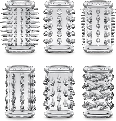 Juego de 6 piezas de manga para el pene, reutilizables, eyaculación, dilatación del pene, juguetes sexuales para hombres, manga de polla, producto