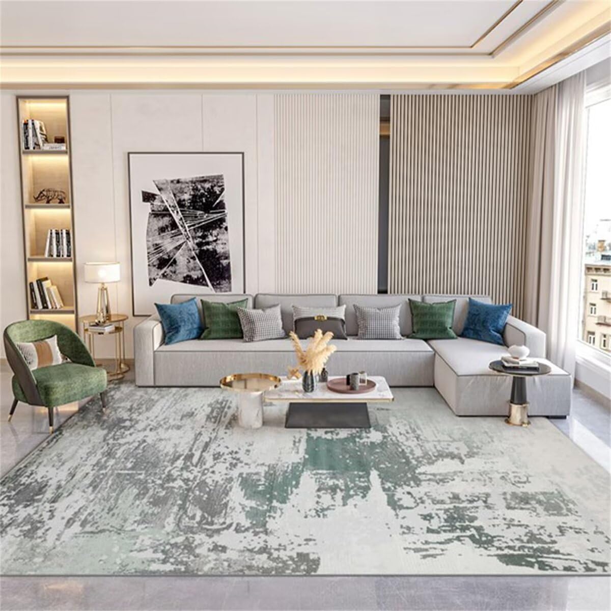 Tapis de salon haut de gamme décoration épurée gris-bleu 160x230