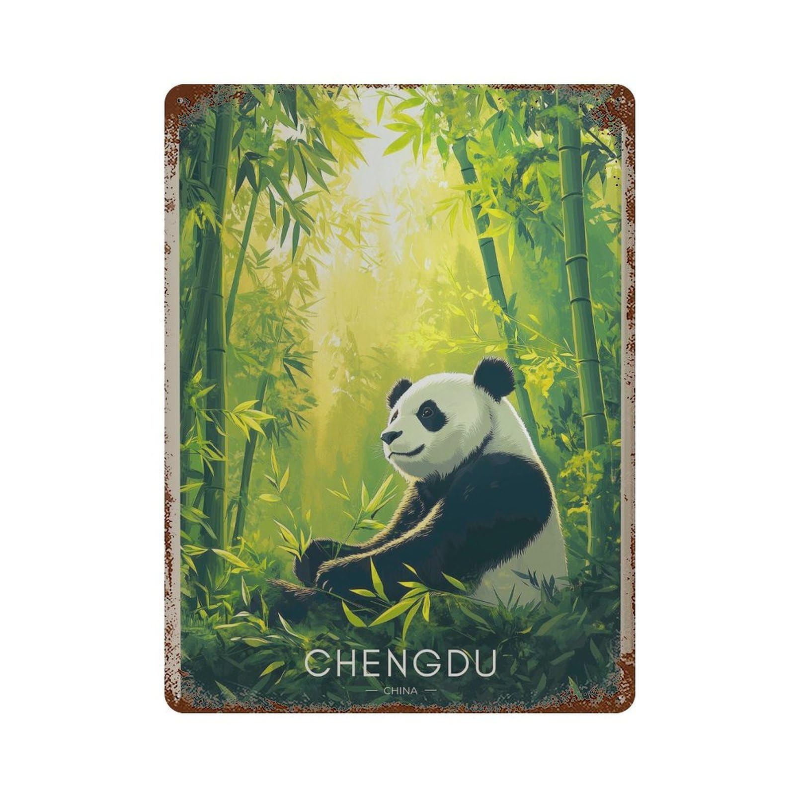 xiaoxiaoshen Chengdu Panda Travel Sichuan China (2) Wall Decor Art Metal Tin Poster Modern Home Decor Art Home Bar Shop Decorations Vintage Sign 40x30cm