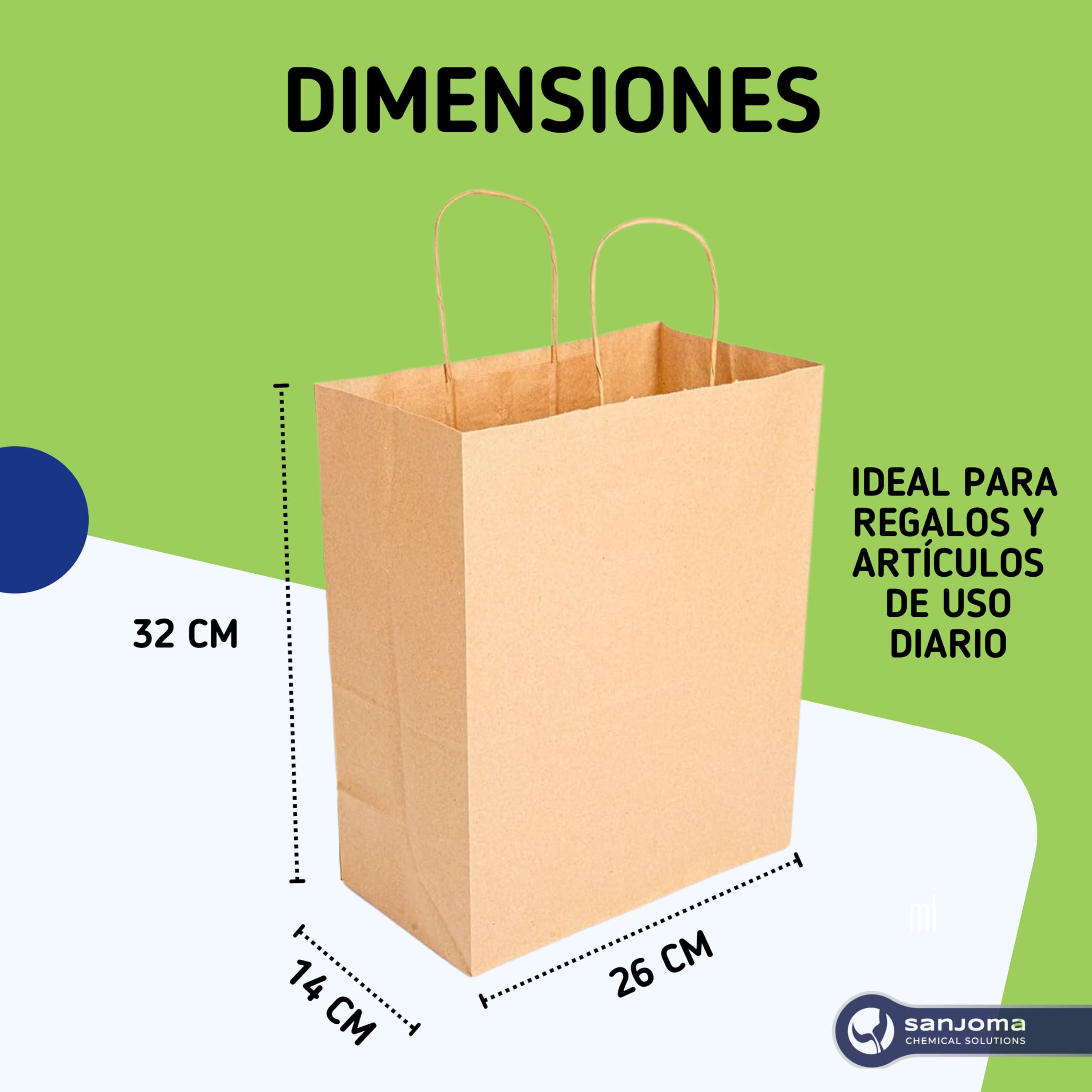 SANJOMA | 200 Bolsas Sos Con Asas | Recicladas Biodegradables, Color Natural, Gramaje 80 g/m² | Bolsa Papel Kraft | Bolsa Regalo | Saco Presente Natal | Bolsas De Papel Asas 26+14 x 32cm (200)